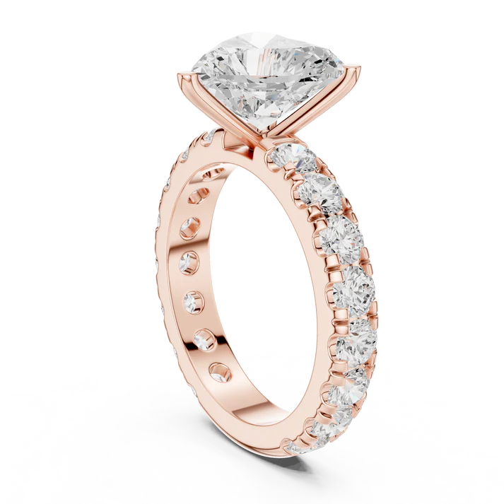 3.00 CT Glossy Moissanite Heart Cut Diamond Solitaire Ring with Pavé Band Love Statement Ring