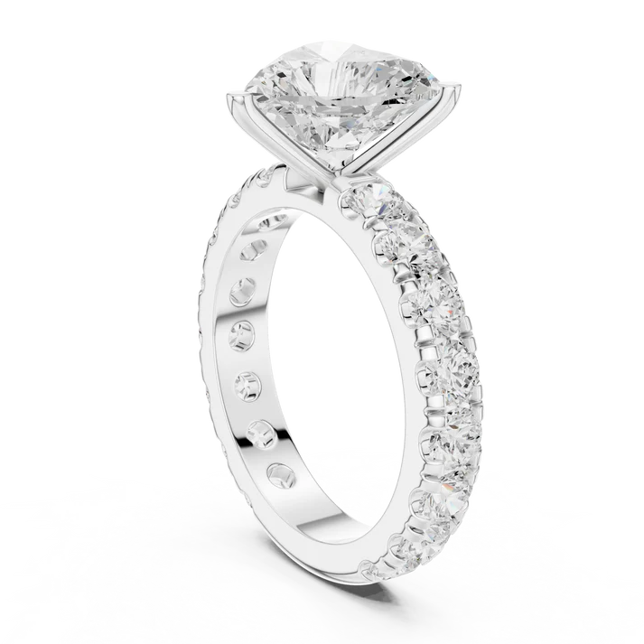 3.00 CT Glossy Moissanite Heart Cut Diamond Solitaire Ring with Pavé Band Love Statement Ring