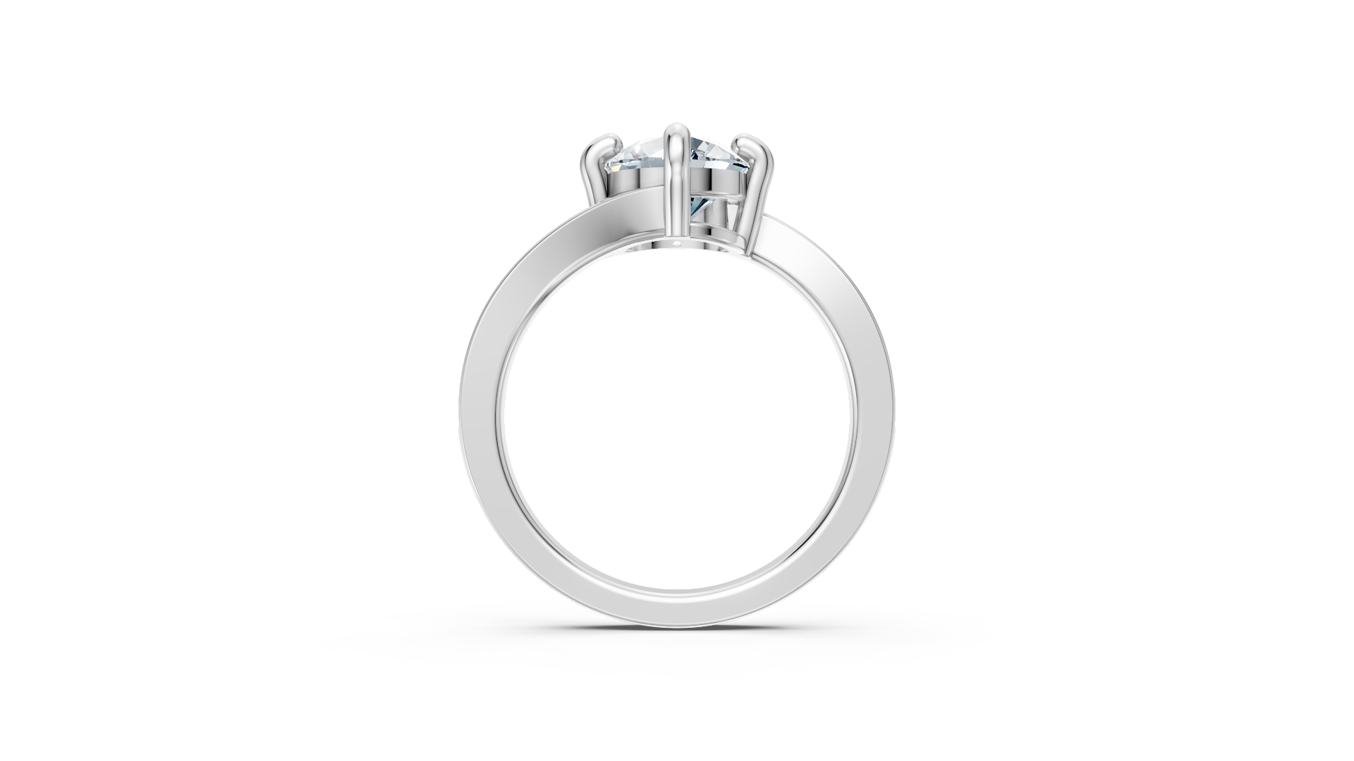 Silver Bypass Solitaire Ring