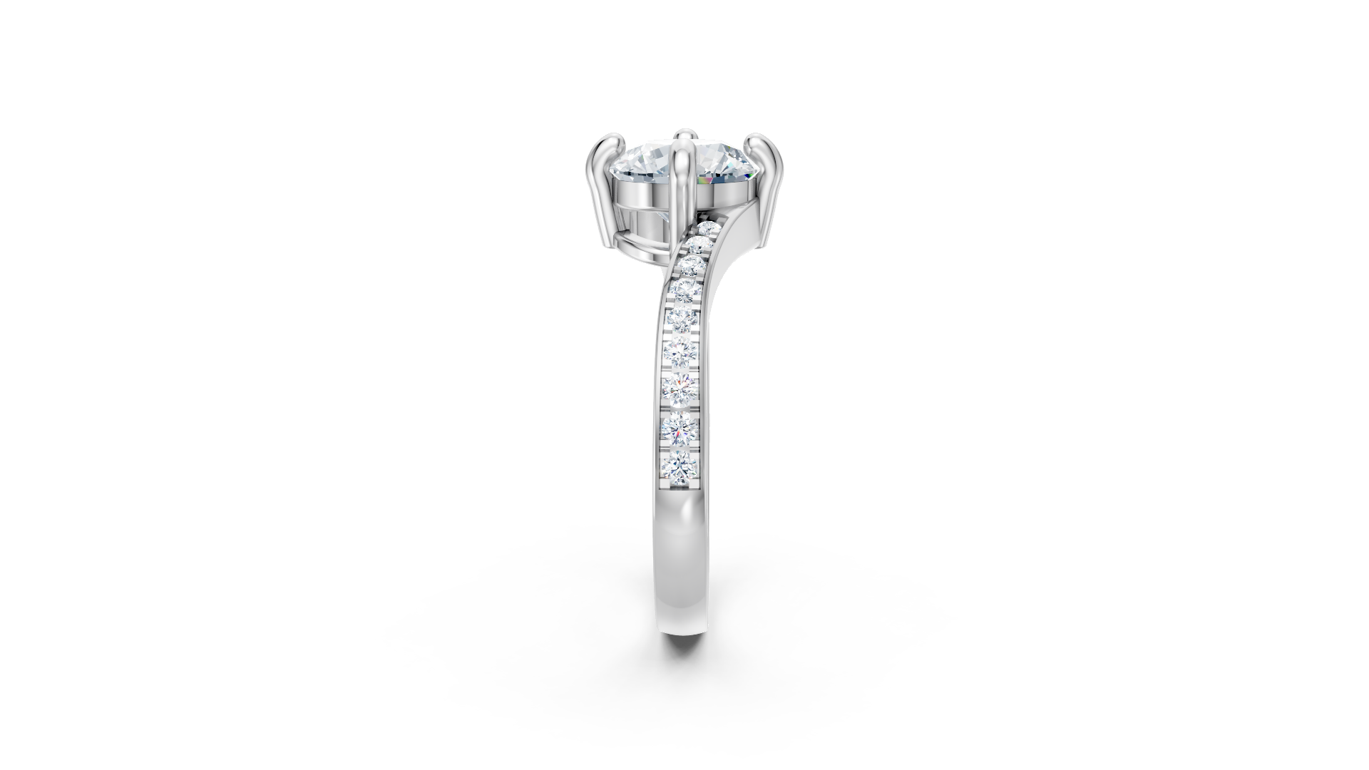 Silver Bypass Solitaire Ring