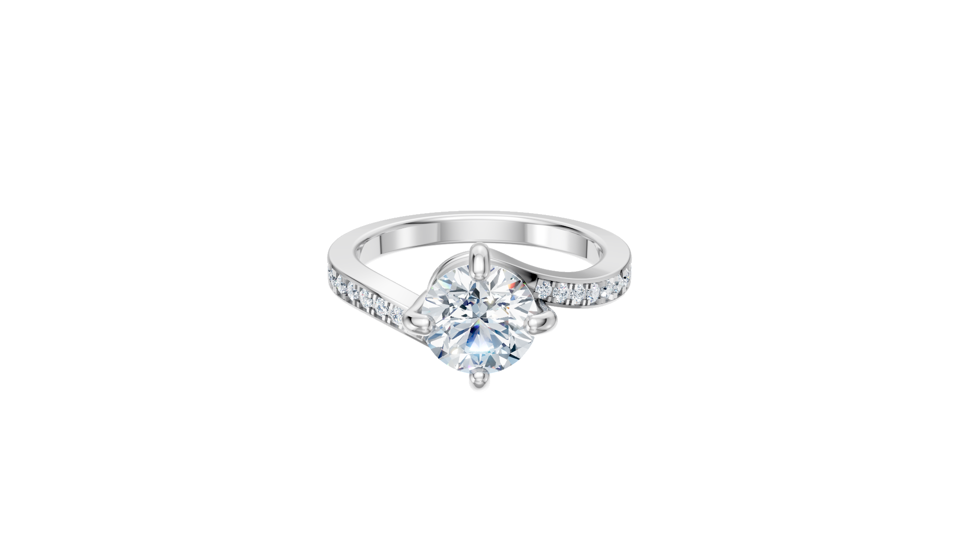 Silver Bypass Solitaire Ring