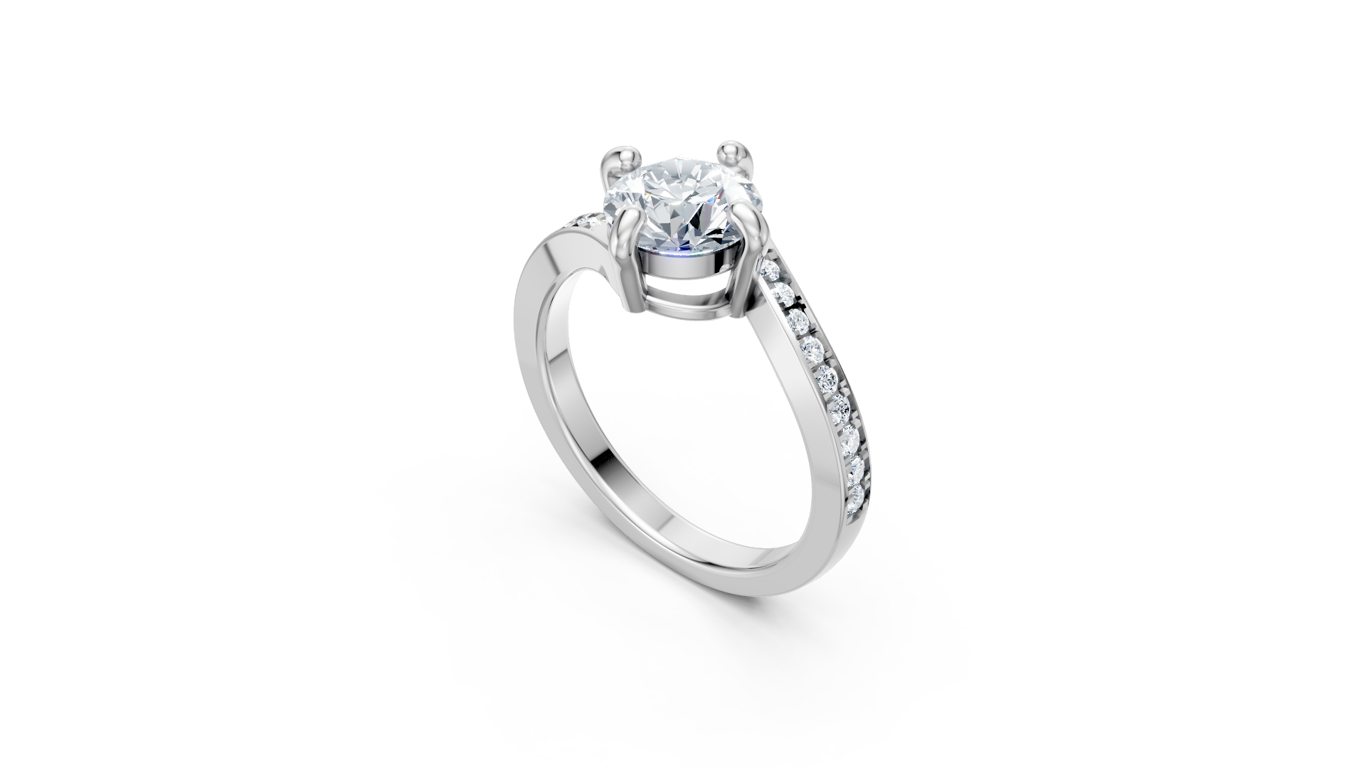Silver Bypass Solitaire Ring