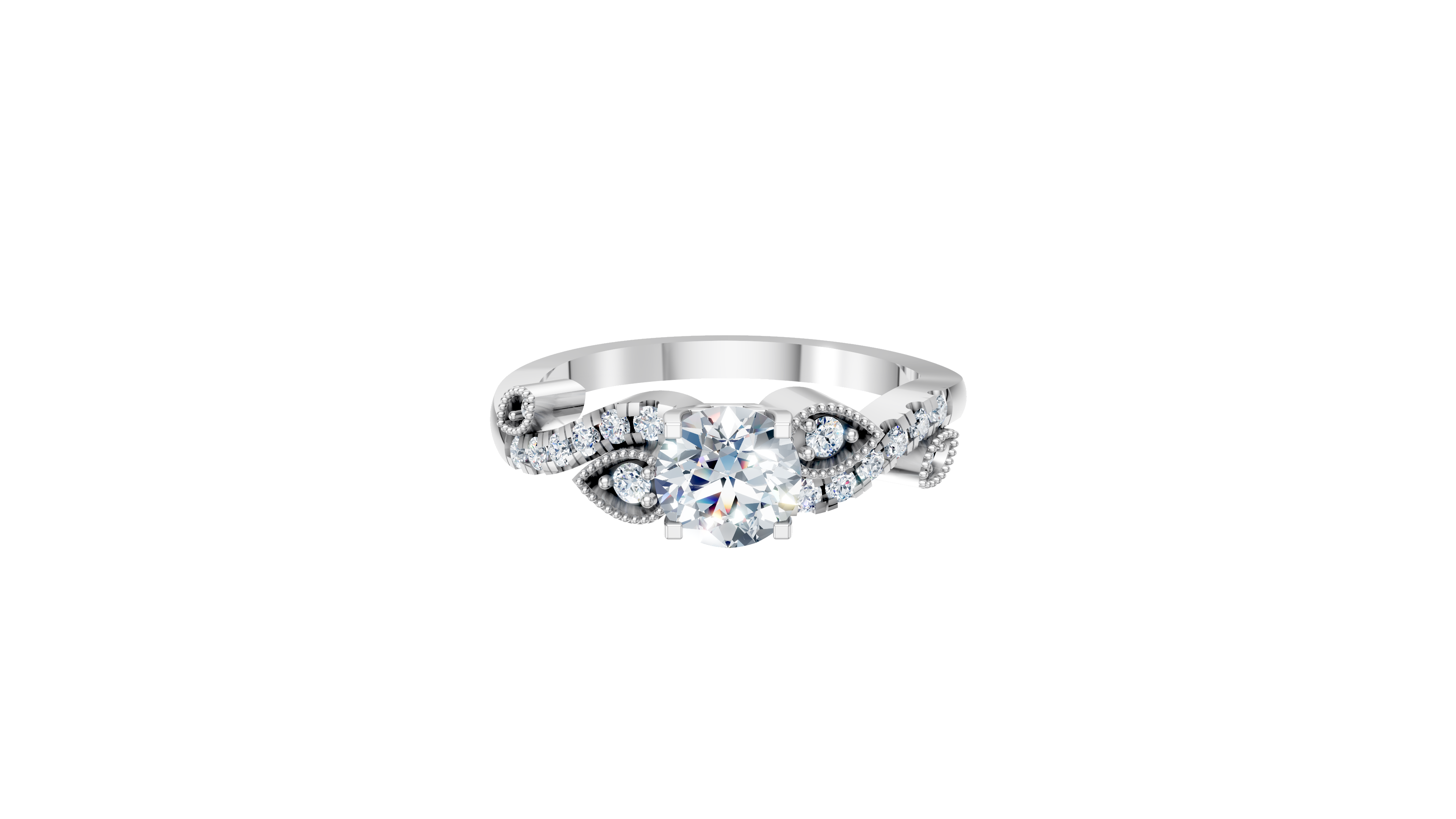 Silver Ivy Solitaire Ring