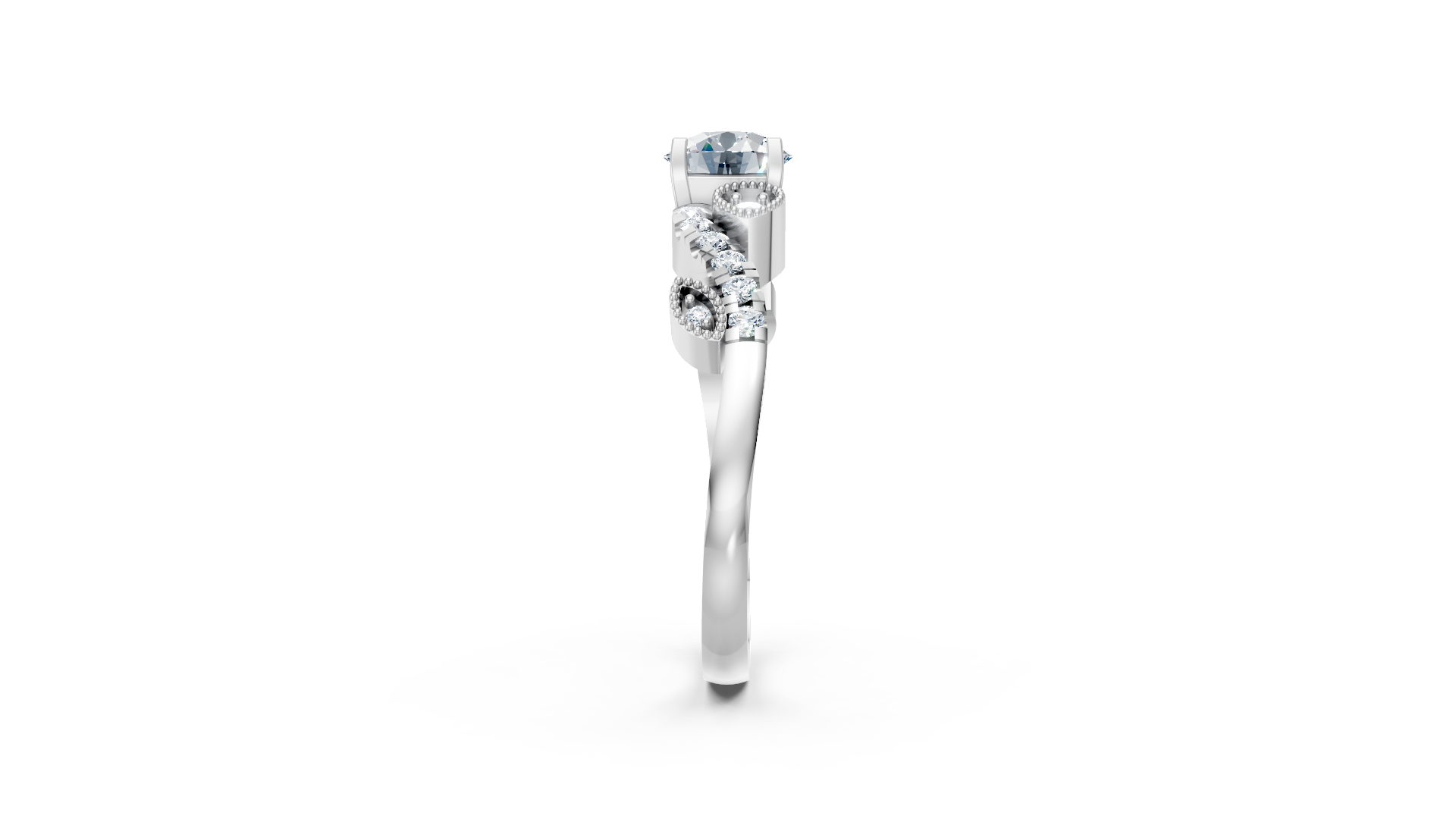 Silver Ivy Solitaire Ring
