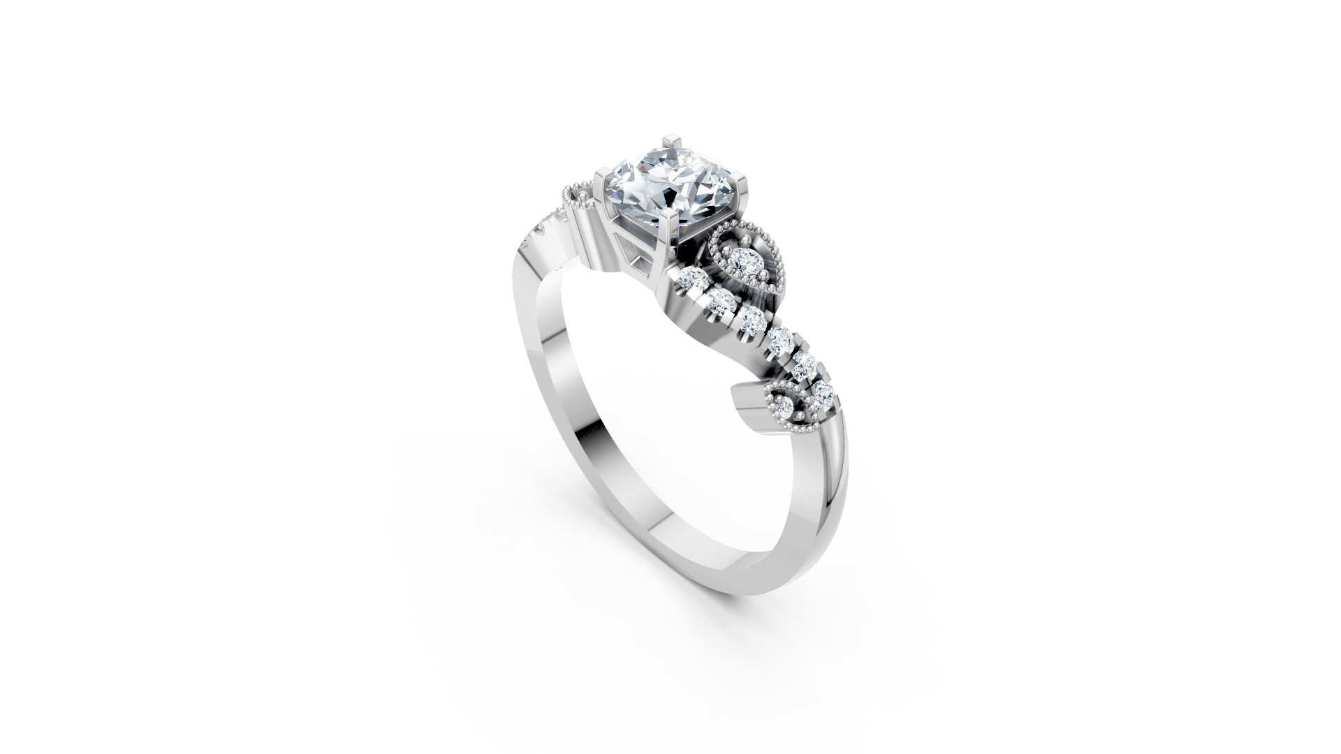 Silver Ivy Solitaire Ring